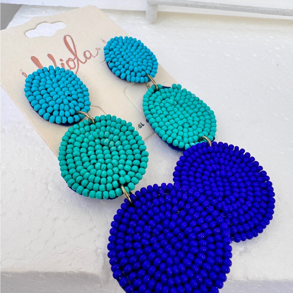 Vibrant Blue and Turquoise Beaded Earrings